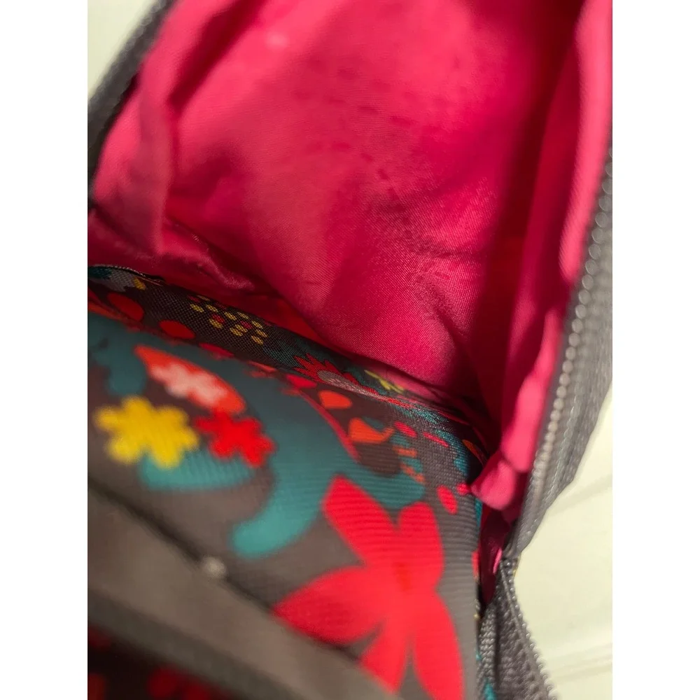 Lily Bloom Floral Cat Print Backpack Multi Color Recycled Fabric Drawstring Bag